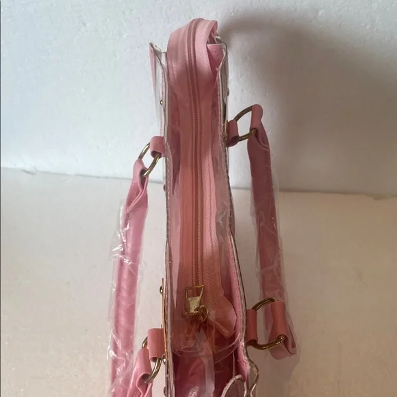 Barbie Pink Clear Tote Gold Hardware transparent nwts - Picture 6 of 12